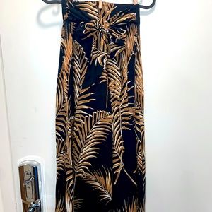 Black & Gold Tropical Print Maxi Skirt